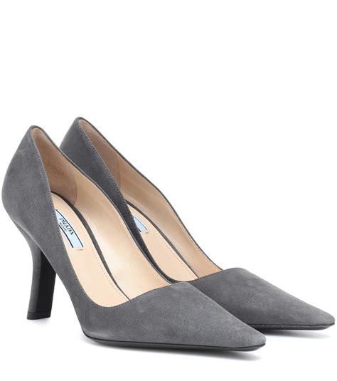 prada grey suede heels|prada heels price.